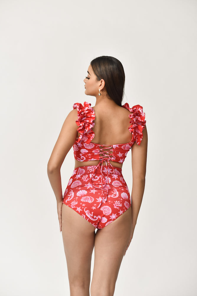 Traje de baño dama cintura alta control abdominal Vibras del Mar