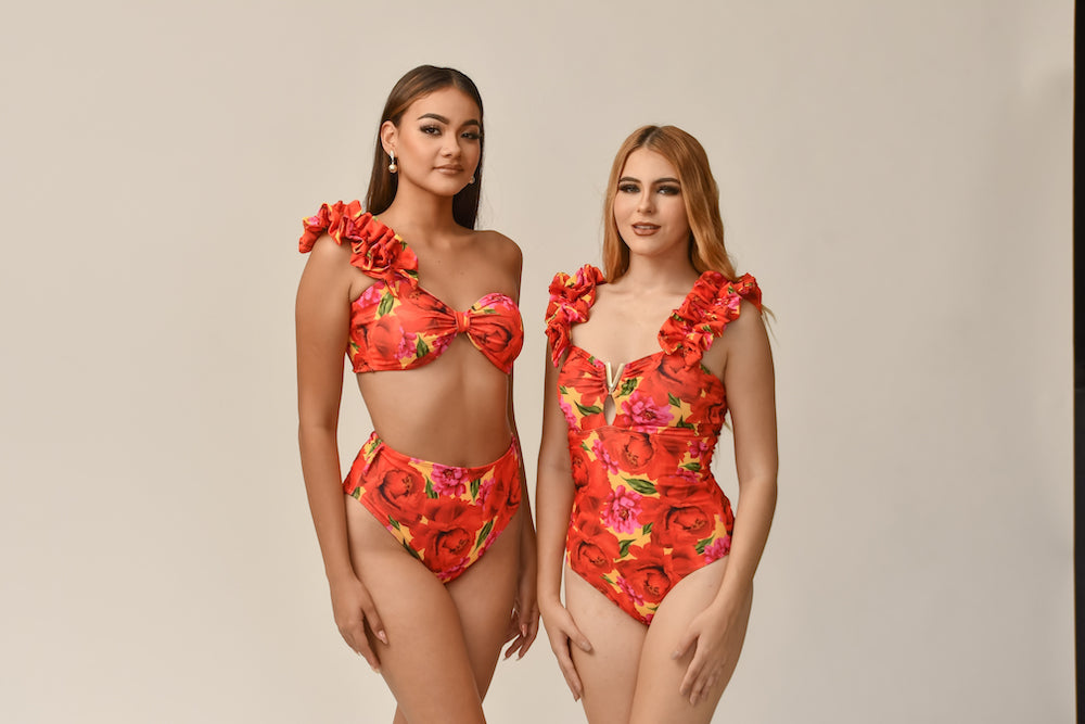 Traje de baño dama asimétrico entero control abdominal Tropicana