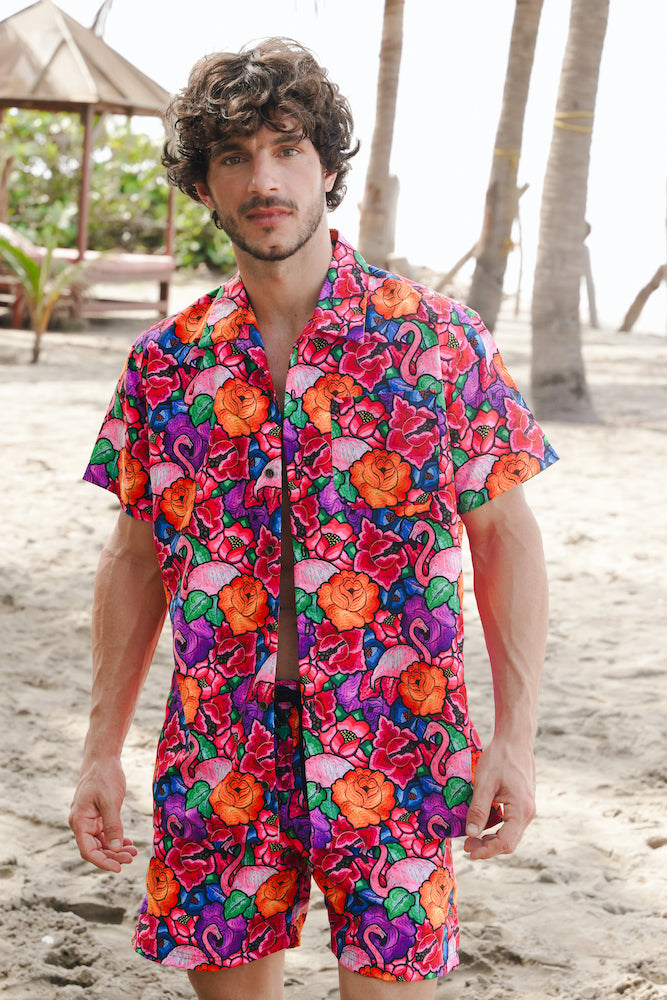 Caballero camisa Tehuana Tropical