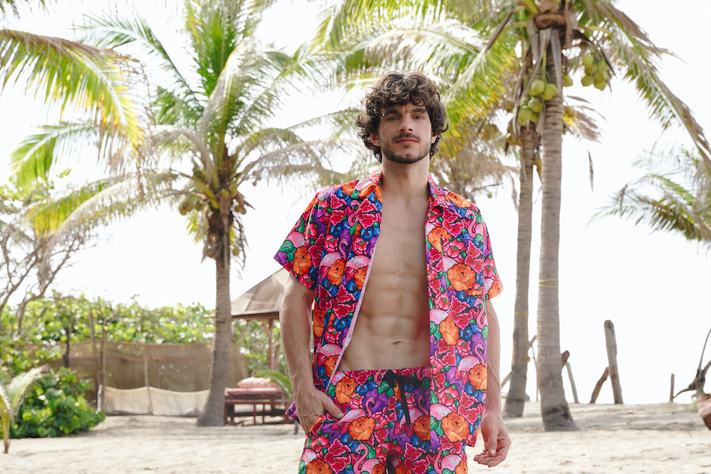 Caballero camisa Tehuana Tropical