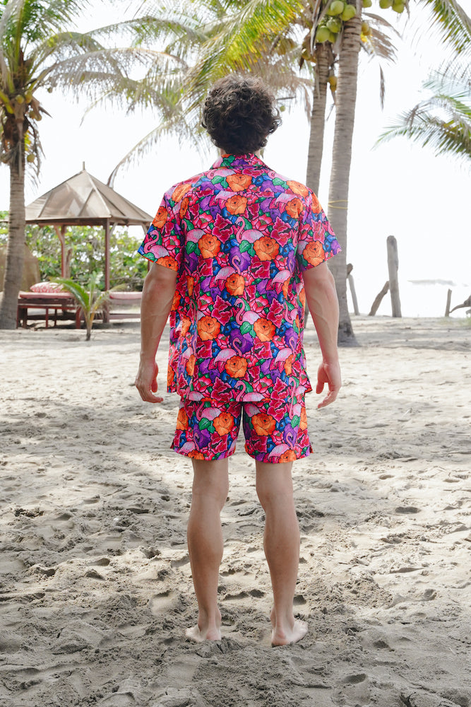 Caballero camisa Tehuana Tropical