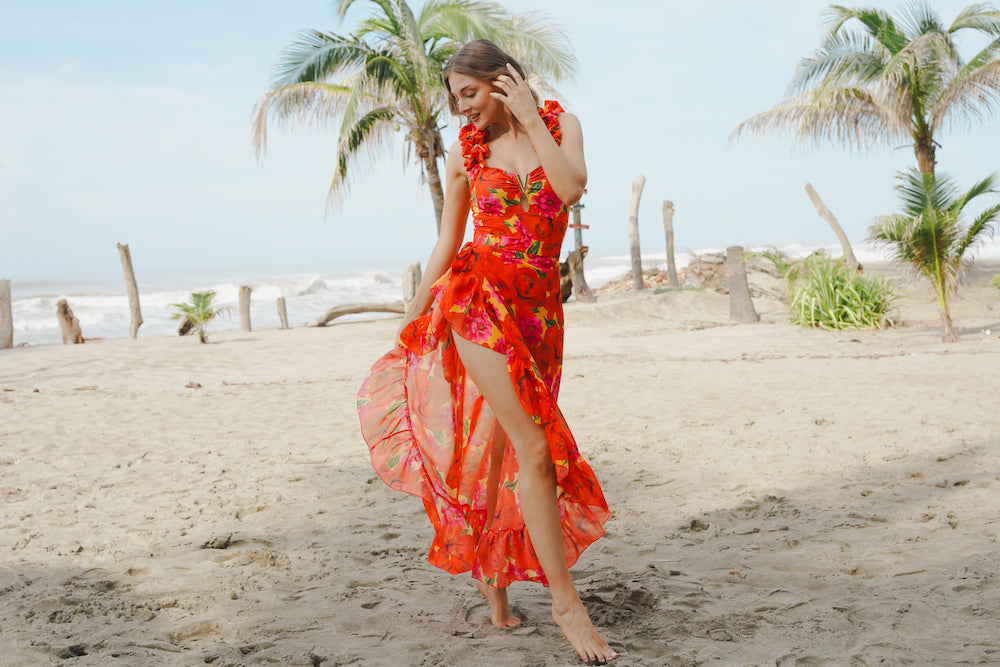 Traje de baño dama asimétrico entero control abdominal Tropicana