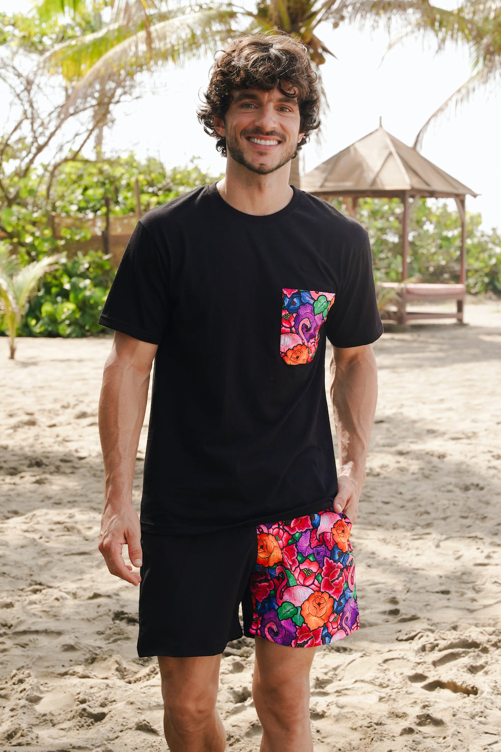 Playera personalizada caballero Tehuana Tropical Negra