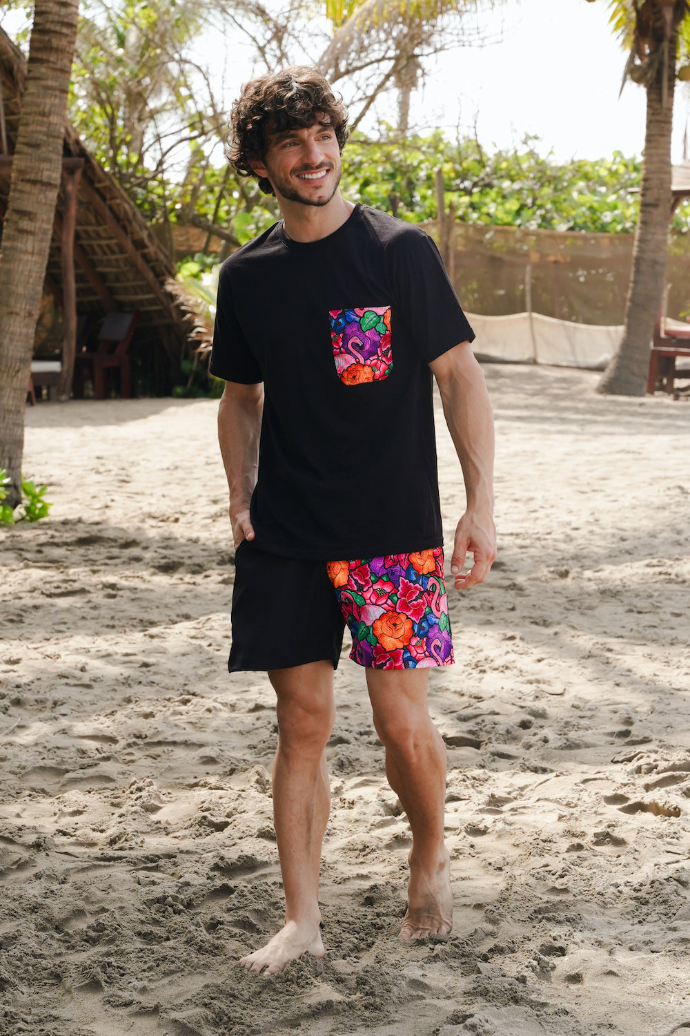 Playera personalizada caballero Tehuana Tropical Negra