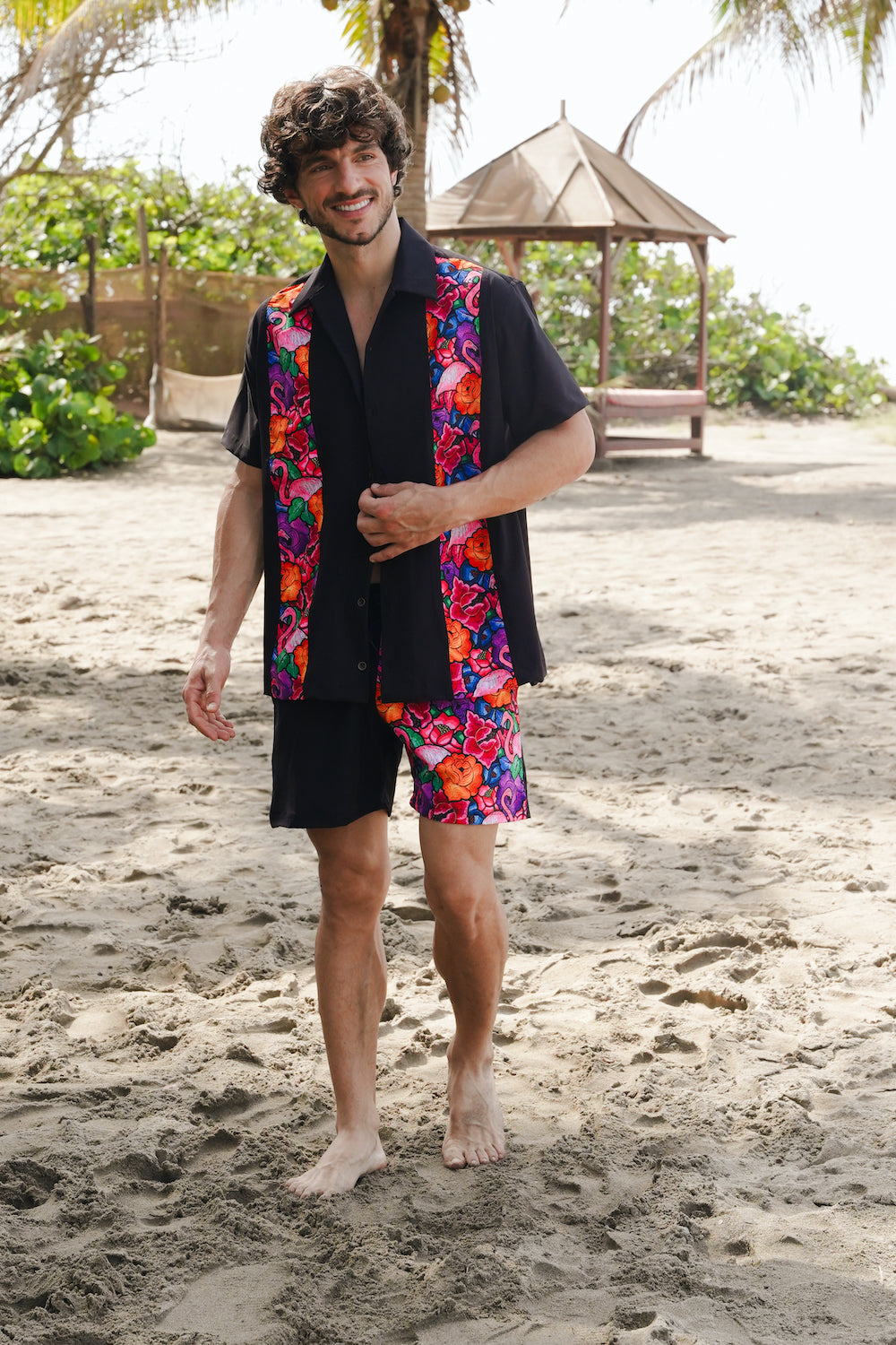Caballero camisa Tehuana Tropical Bicolor