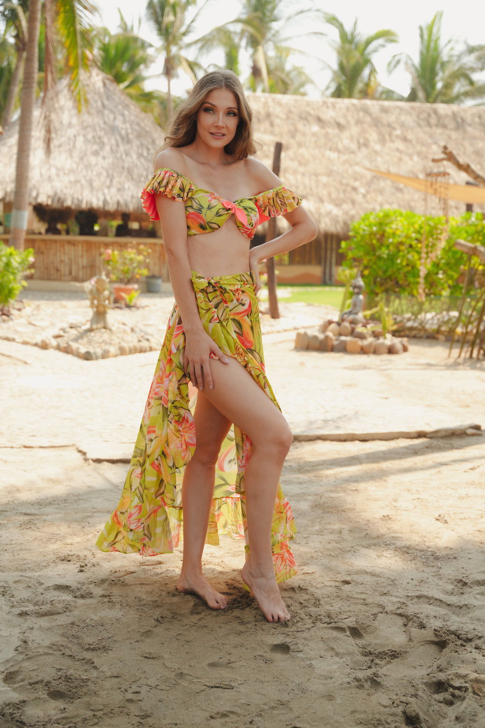 Salida de playa dama falda Flor de pera