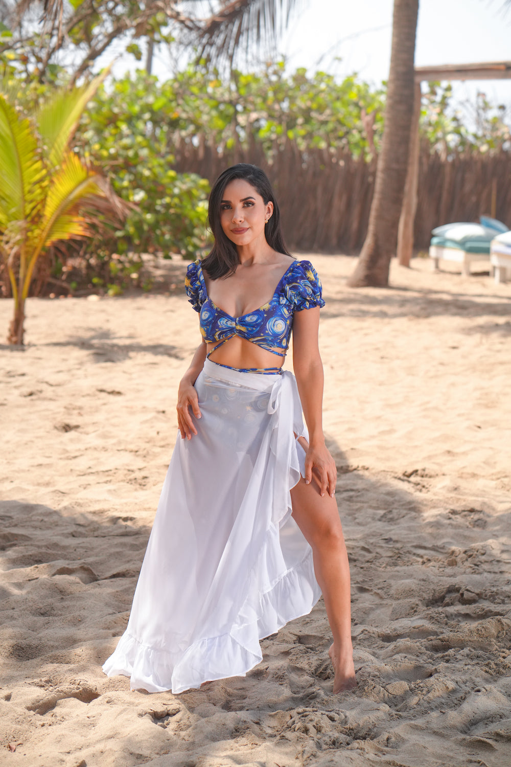 Traje de baño dama cintura alta control abdominal Noche estrellada