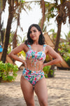 Traje de baño dama cintura alta control abdominal Acuarela