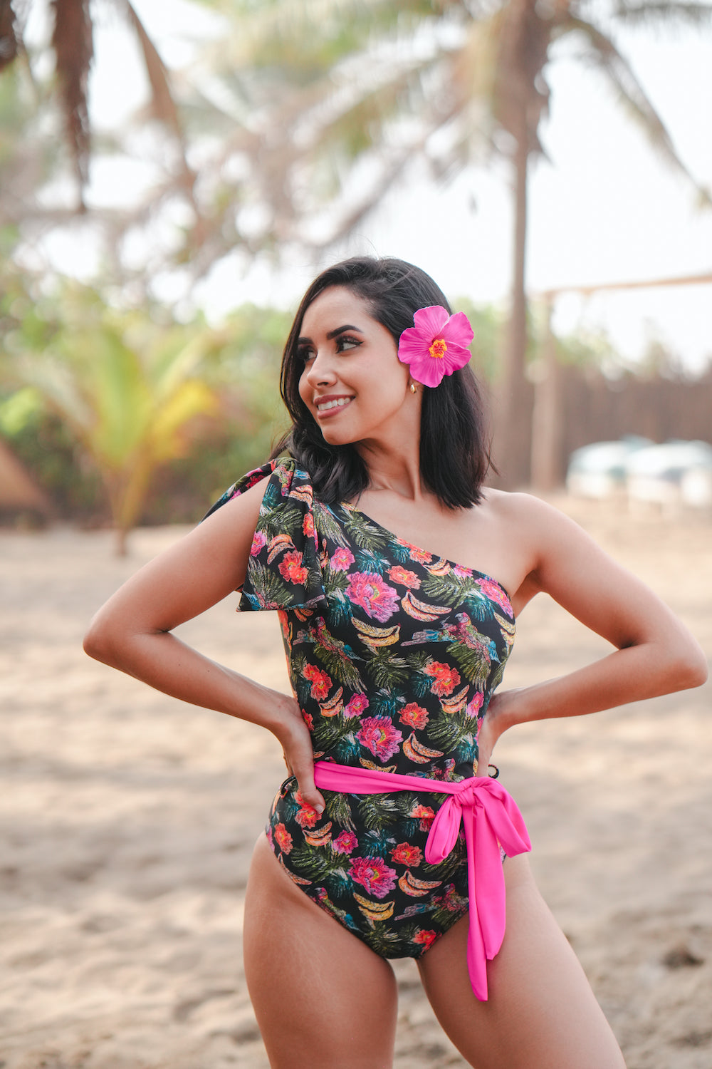 Traje de baño dama entero asimétrico Selva bonita