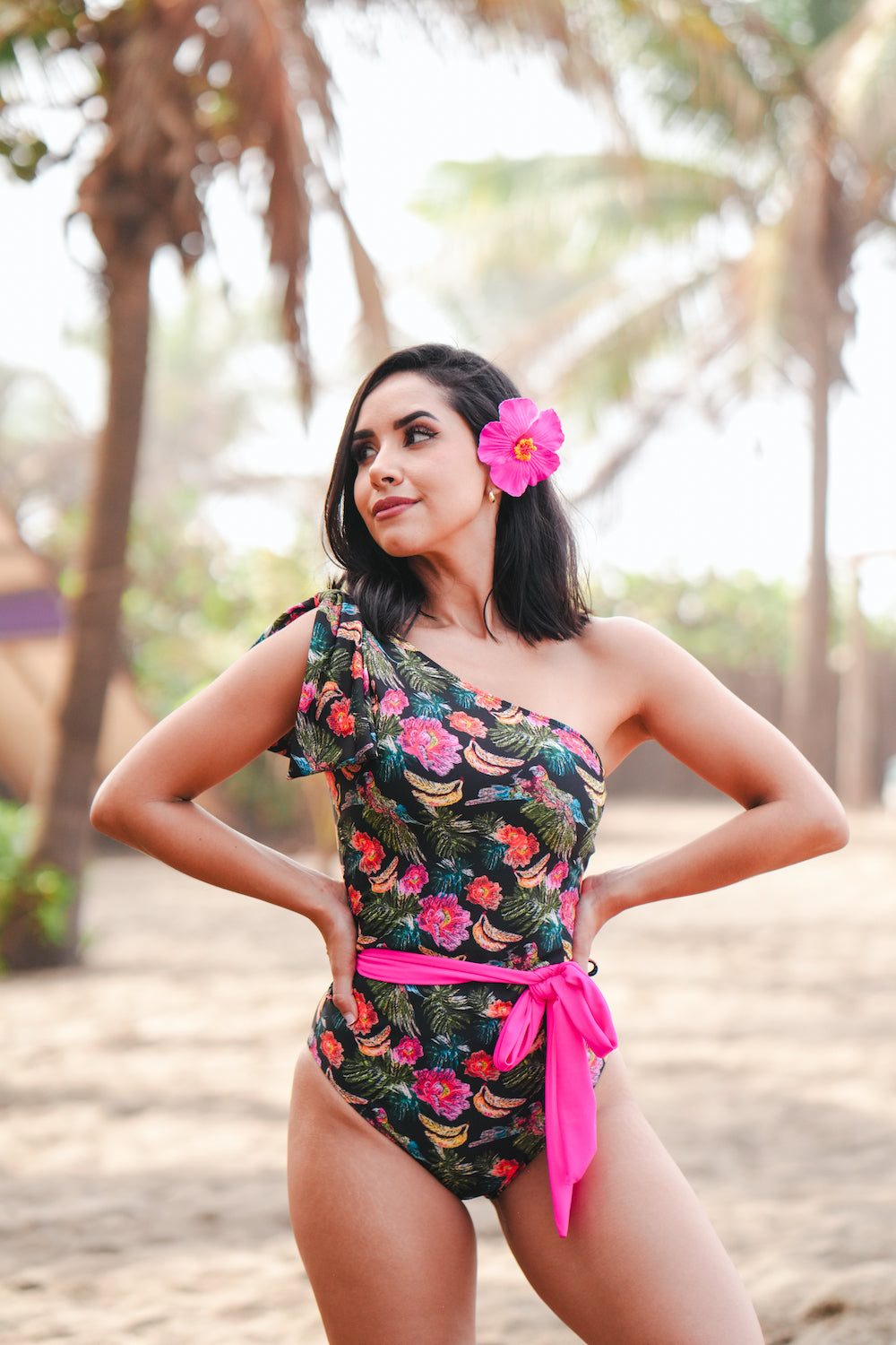 Traje de baño dama entero asimétrico Selva bonita