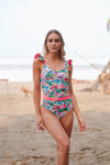 Traje de baño dama entero control abdominal Acuarela