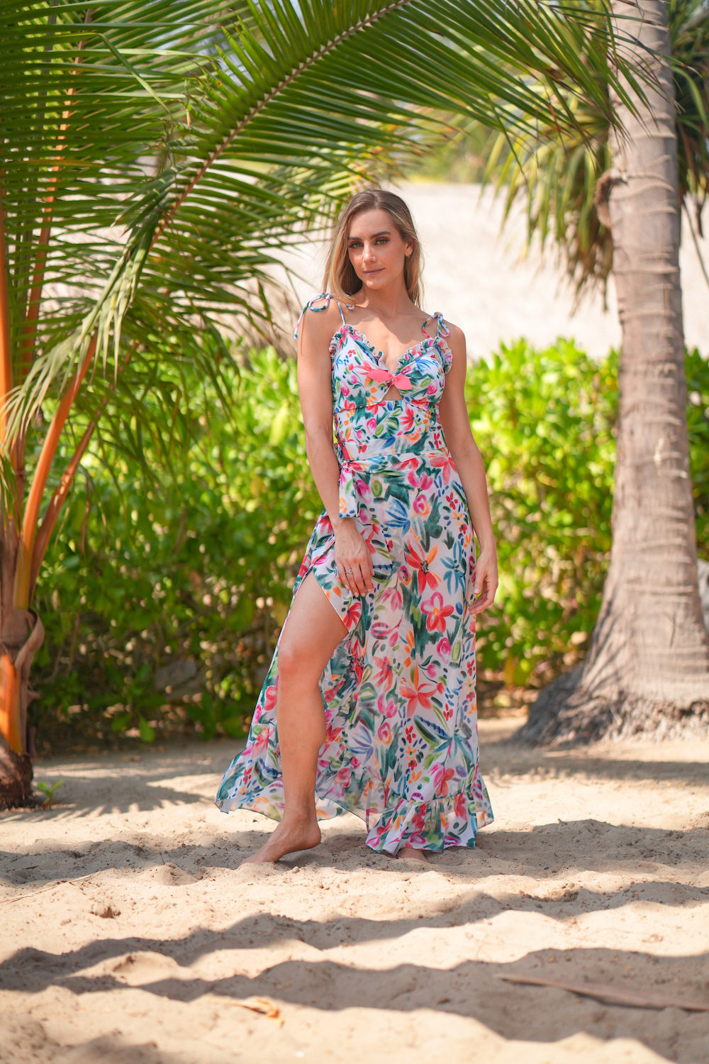 Traje de baño dama entero control abdominal moño Acuarela