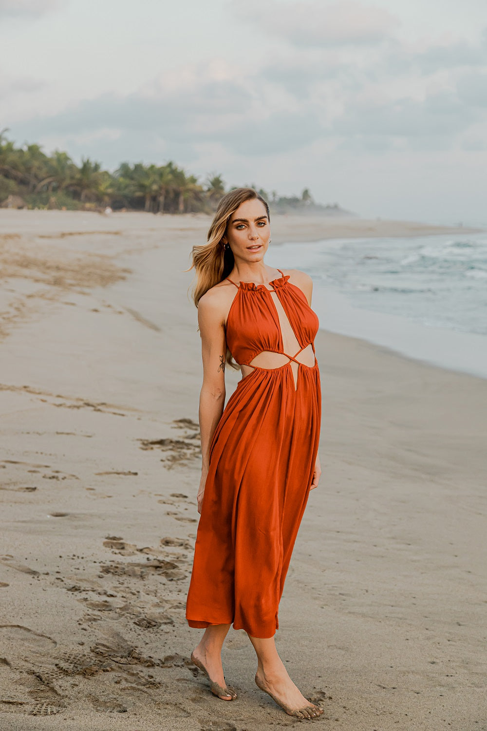 Beach outlet lady dress Athena rust