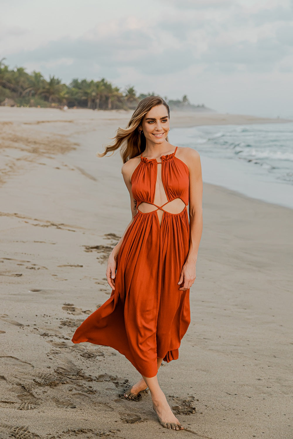 Beach outlet lady dress Athena rust