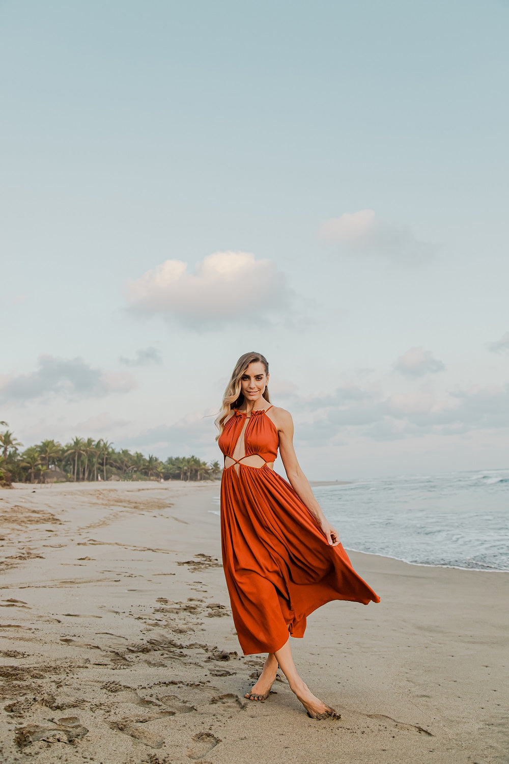 Beach outlet lady dress Athena rust