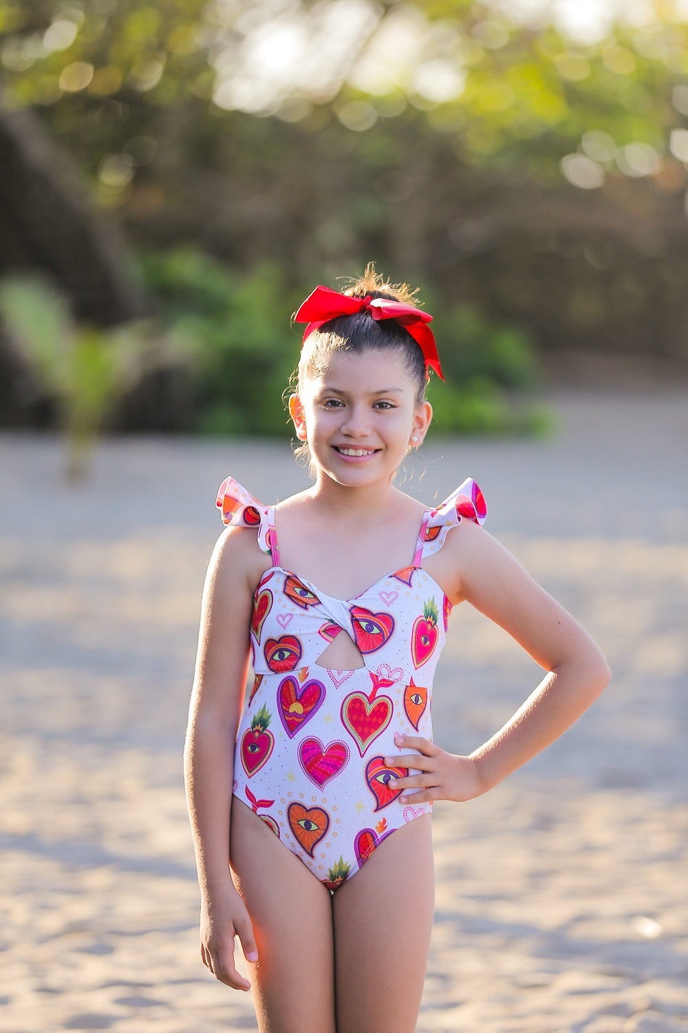 White Mexican Milagritos girl swimsuit
