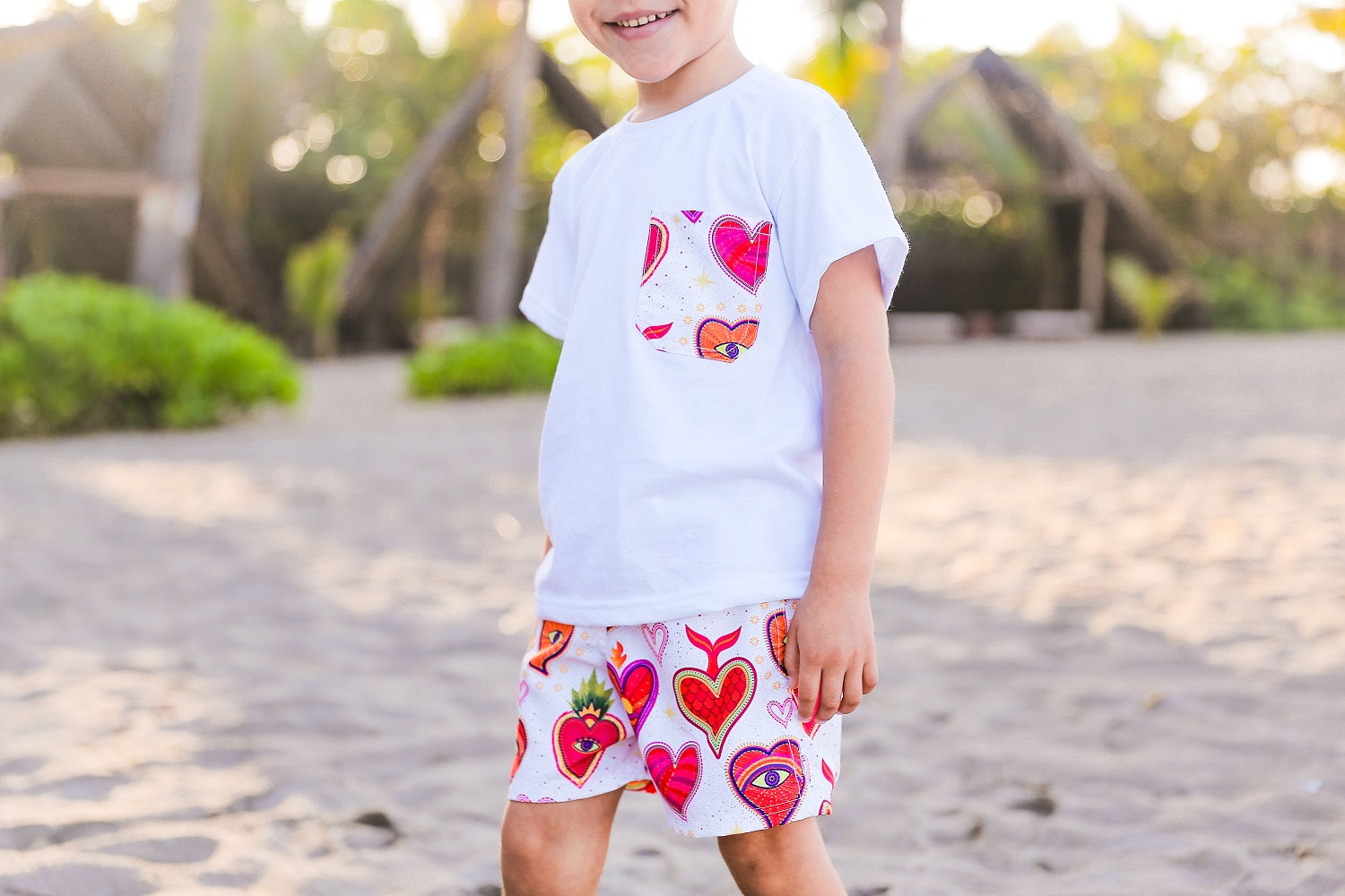 Traje de baño niño short Milagritos Mexicanos Blanco