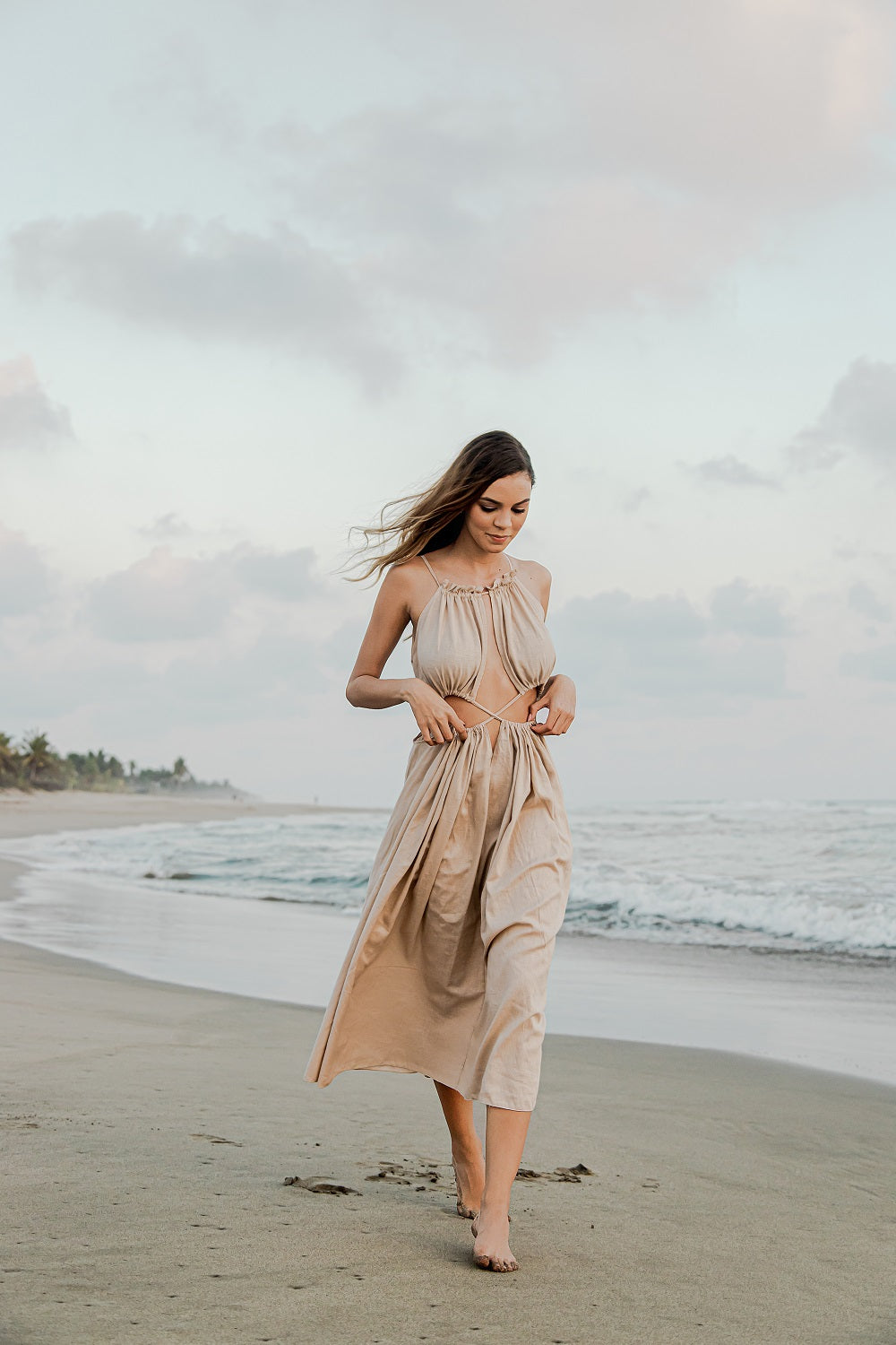 beach lady dress Beach outlet lady dress Athena sand – Playa Bendita Swimwear